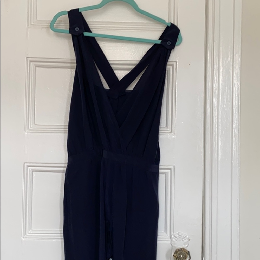 Navy blue silk jumpsuit